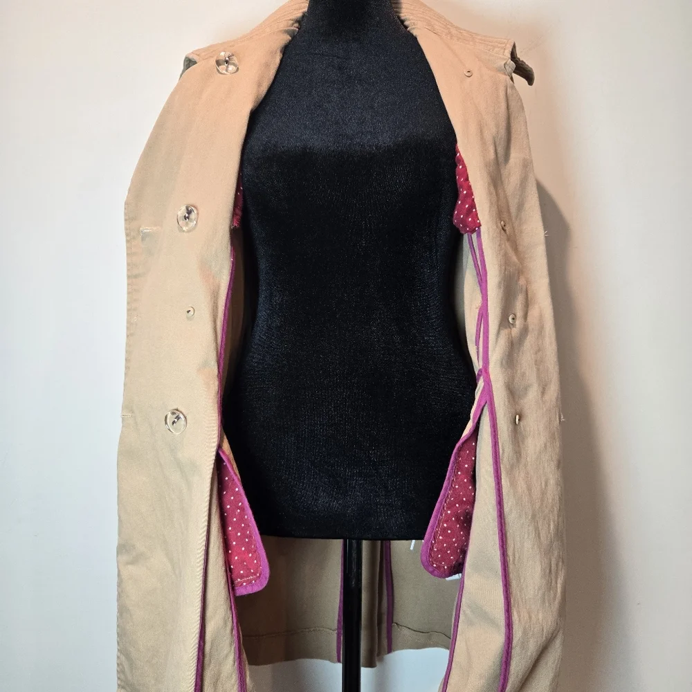 I Love H81 Junior's Y2k Beige Tan Button Up Trench Coat With Belt Medium